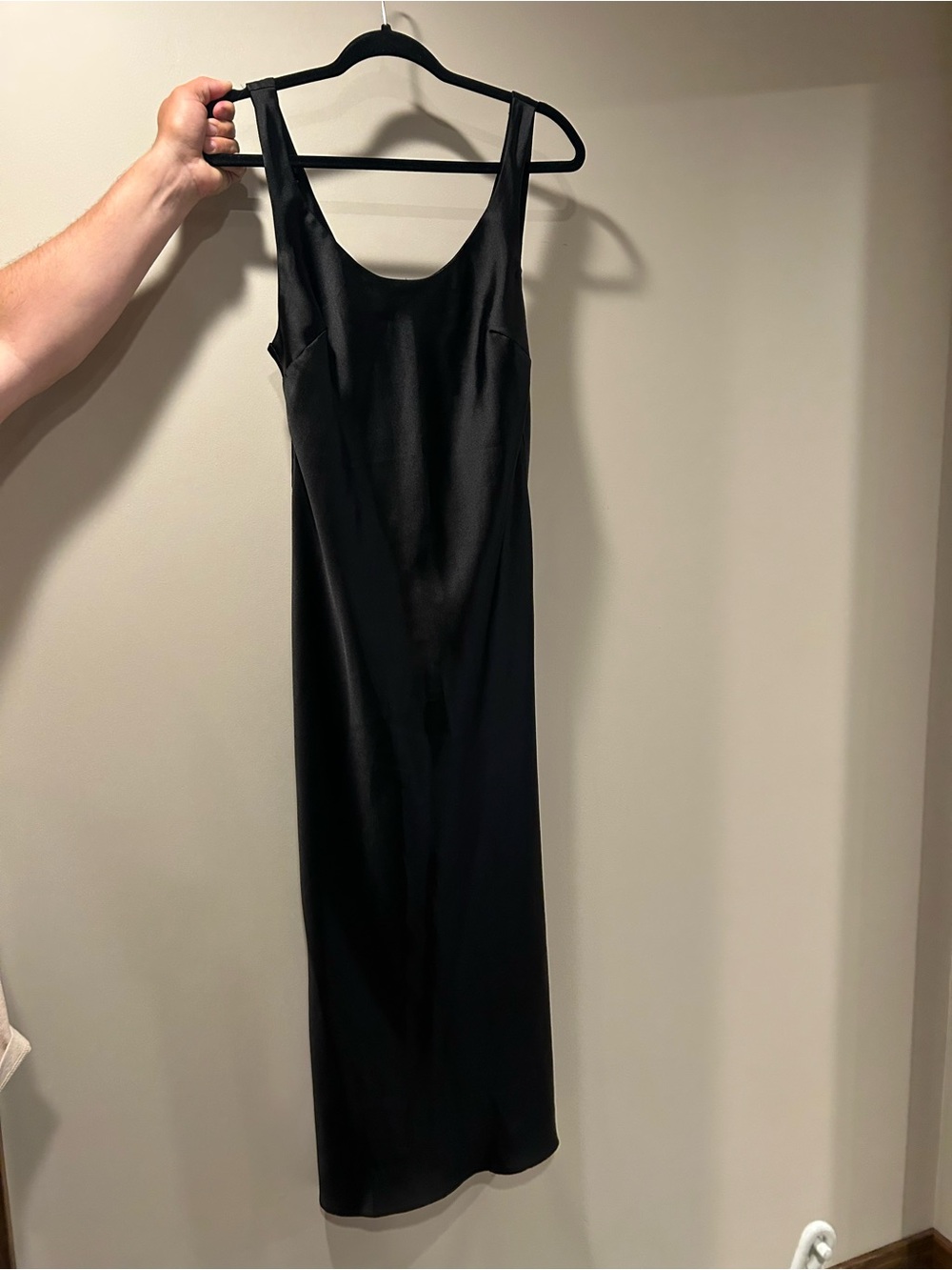 ASOS Black Satin Midi Slip Dress